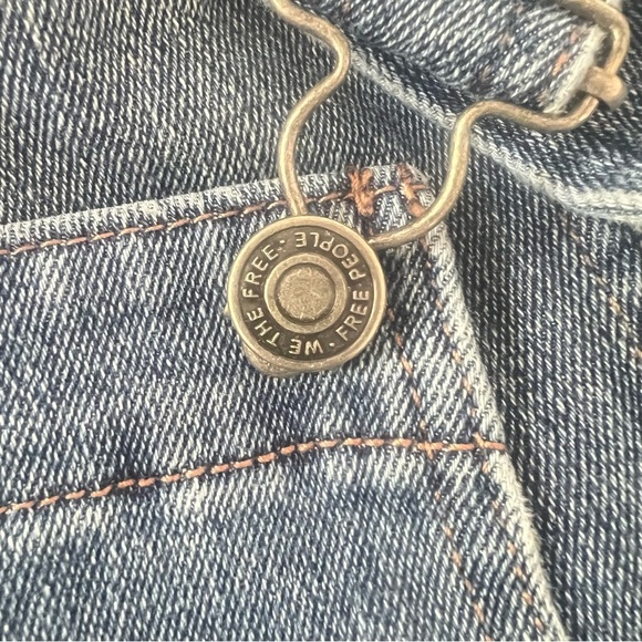 Free People We the Free Slim Ankle Denim Overalls Size 28 - Picture 13 of 13